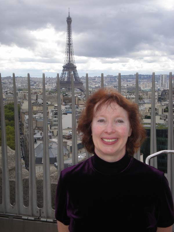 Sue with Eiffel Tower in background