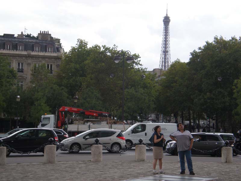 Eiffel Tower in background